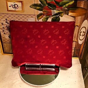 MCM Red Nylon Tablet Case/ Pouch
